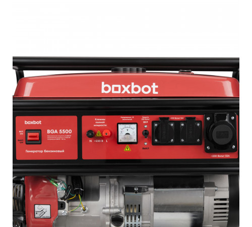 Генератор бензиновый Boxbot, 5.5 кВт, 25 л, розетки 2*16A + 1*32A, клеммы ~230 В, свеча BOSCH, BGA 5500