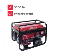 Генератор бензиновый Boxbot, 3.0 кВт, 15 л, 2 розетки 16А, клеммы ~230 В, свеча BOSCH, BGA 3000E