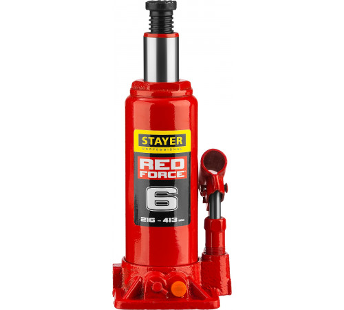 Домкрат гидравлический бутылочный 6 т 216-413 мм Stayer RED FORCE 43160-6_z01