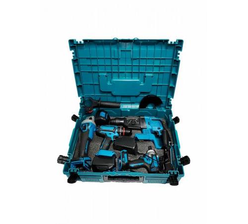 Makita Набор электроинструментов аккумуляторных 4в1 21V /болгарка, гайковерт, перфоратор, дрель шуруповерт