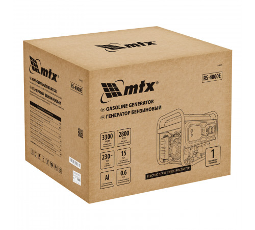 Генератор бензиновый 3300 Вт электростартер MTX RS-4000E 946125