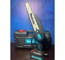 Пила аккумуляторная цепная мини садовая Makita 200 мм 48V сучкорез Макита / Ручная пила на аккумуляторе по дереву 48В в комплекте 2 АКБ в кейсе