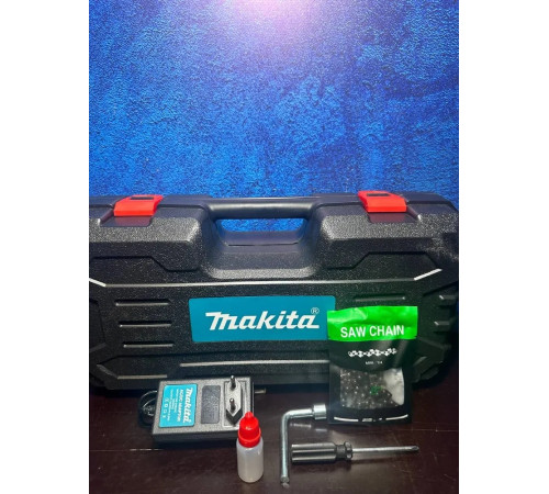 Пила аккумуляторная цепная мини садовая Makita 200 мм 48V сучкорез Макита / Ручная пила на аккумуляторе по дереву 48В в комплекте 2 АКБ в кейсе
