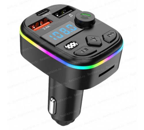FM-модулятор NoName C4BK (BT, microSD, 2xUSB, 1xUSB-C), чёрный