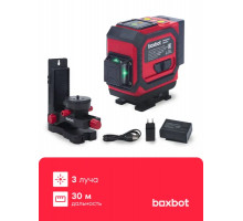 Лазерный уровень Boxbot BLL-3L-B, 3 луча, аккумулятор 4 Ач в сумке, универсальный кронштейн
